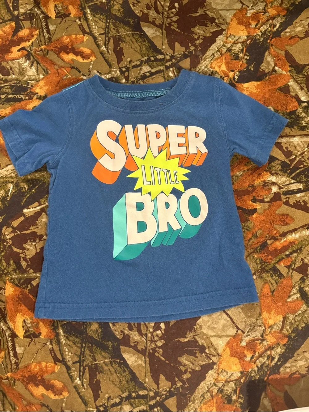 Carter's Blue 'Super Little Bro' Graphic Tee with Tan Cargo Shorts